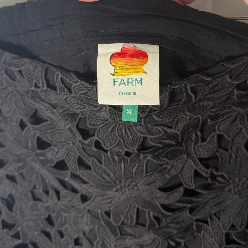 Farm Rio Black Flowered Lace Midi Skirt XL - Picture 8 of 8